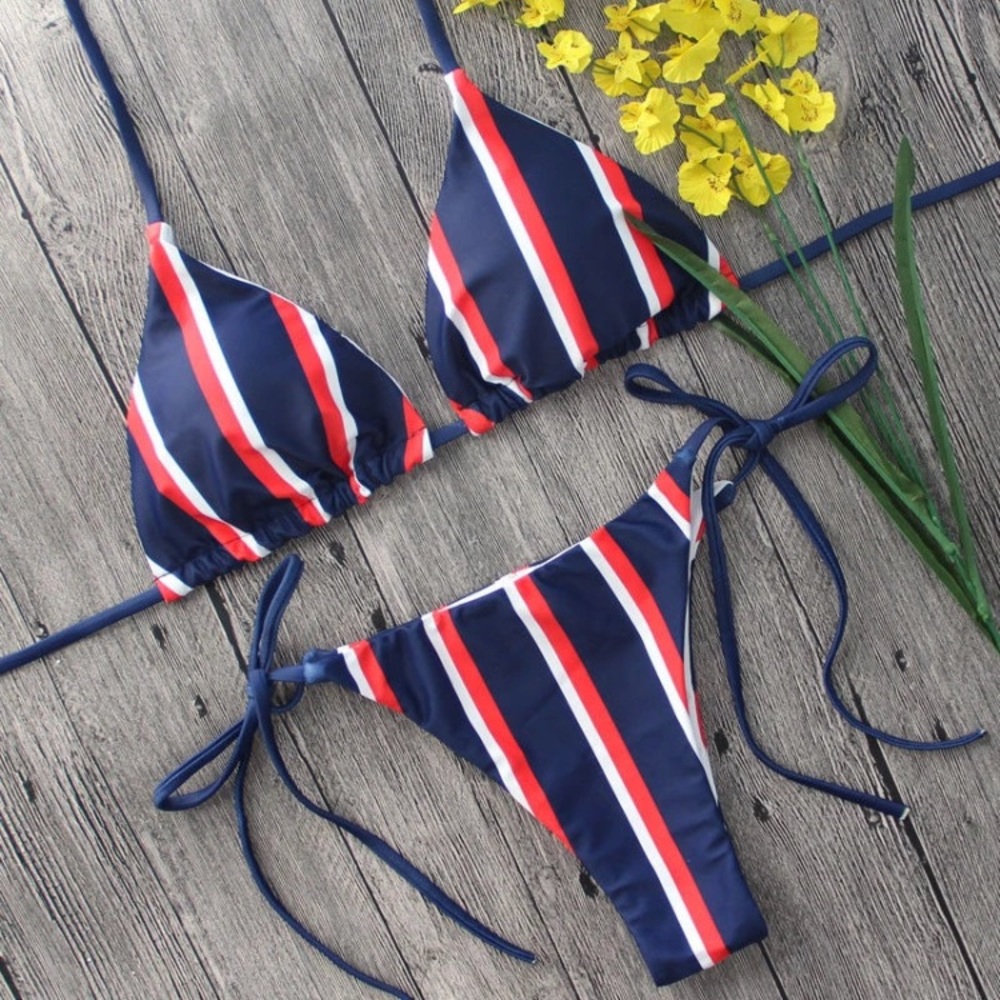 ♡ Brazilian Striped Bikini - Picture 3 of 7